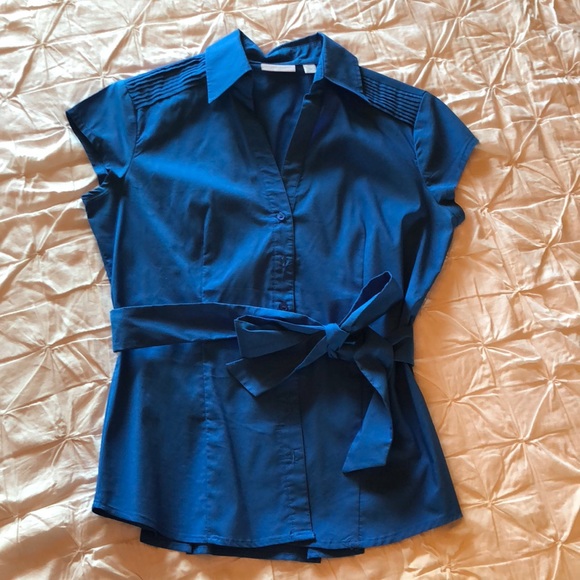 NY&CO Blue Top with Waist Tie - Picture 1 of 1